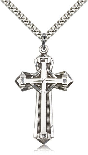 Cross on Cross Pendant - Sterling Silver
