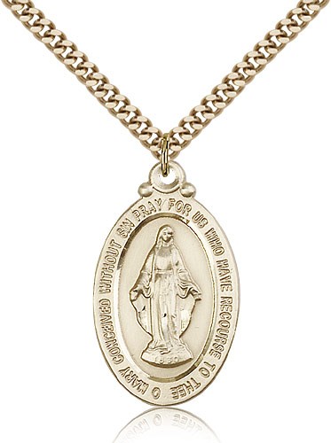 Men's Smaller Miraculous Medal Necklace - 14KT Gold Filled