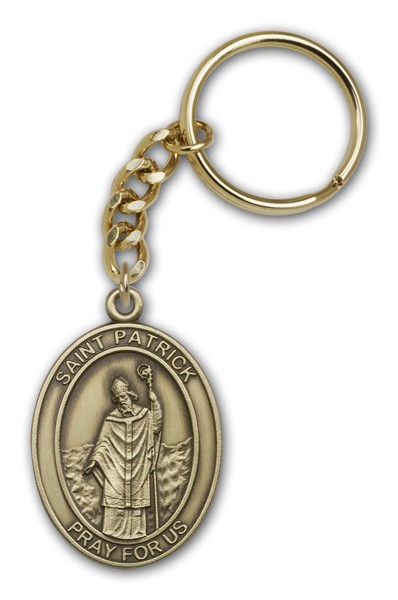 St. Patrick Keychain - Antique Gold