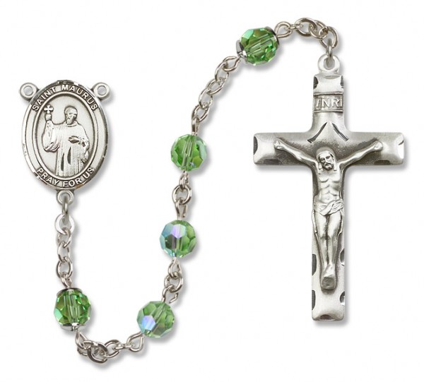 St. Maurus Rosary  Heirloom Squared Crucifix - Peridot