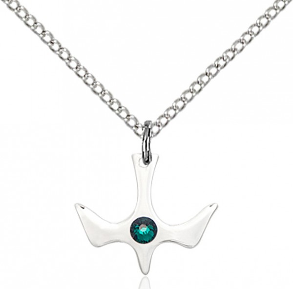 Holy Spirit Pendant with Birthstone Options - Emerald Green