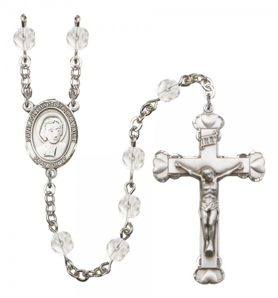 Women's St. John Baptist de la Salle Birthstone Rosary - Crystal