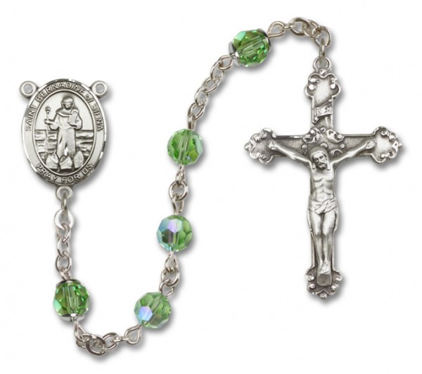 St. Bernadine Sterling Silver Heirloom Rosary Fancy Crucifix - Peridot