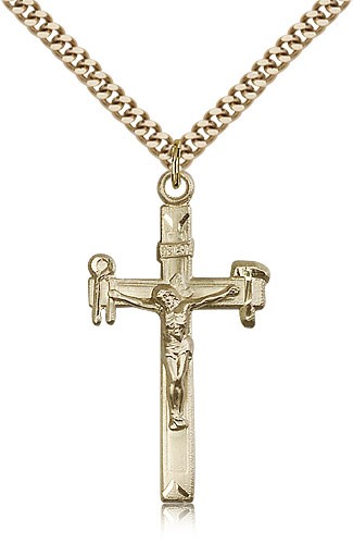Hammer &amp; Wrench Crucifix Pendant - 14KT Gold Filled