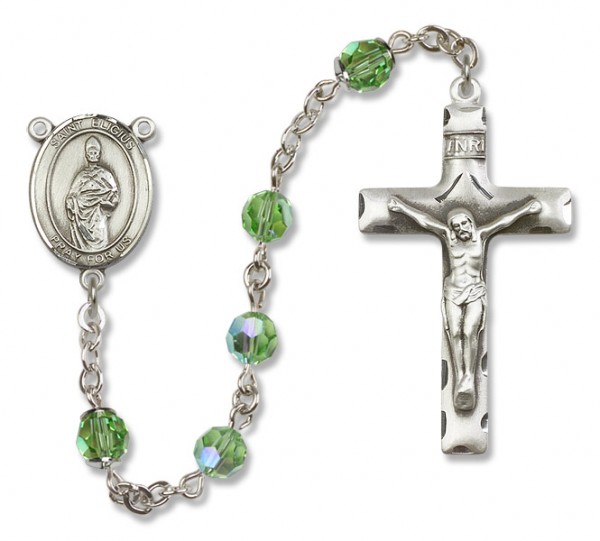 St. Eligius Sterling Silver Heirloom Rosary Squared Crucifix - Peridot