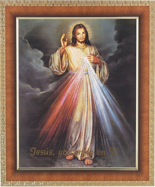 Divine Mercy 8x10 Framed Print Under Glass - Jesus Yo Confio En Ti - #122 Frame