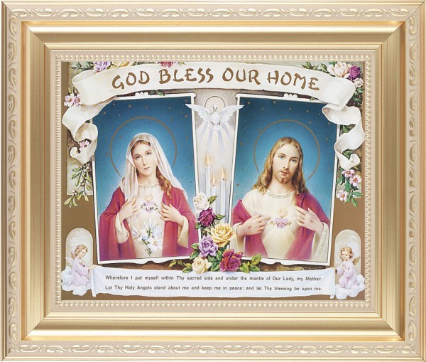 God Bless Our Home Sacred Hearts 8x10 Framed Print Under Glass - #138 Frame