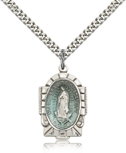 Our Lady of Guadalupe Medal - Silver | Blue