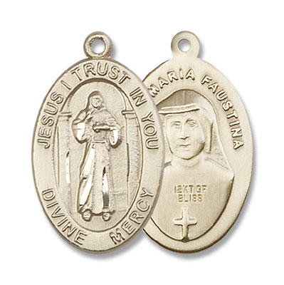 Divine Mercy Medal - 14K Solid Gold