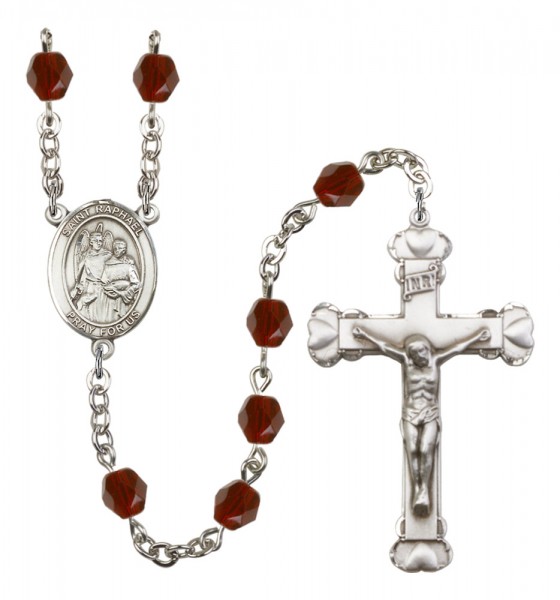 Women's St. Raphael the Archangel Birthstone Rosary - Garnet