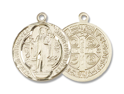 Round St. Benedict Medallion - 3 sizes available - 14K Solid Gold
