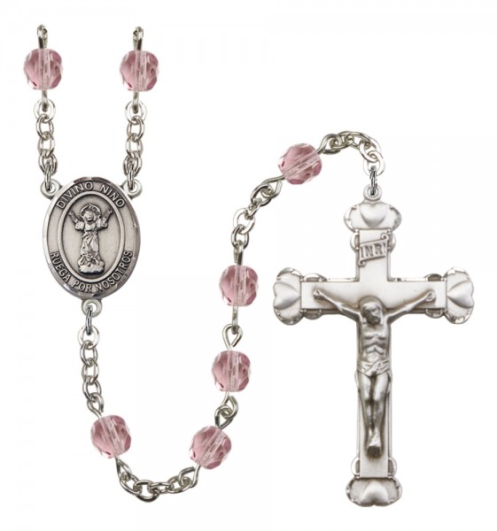 Women's Divino Nino Birthstone Rosary - Light Amethyst