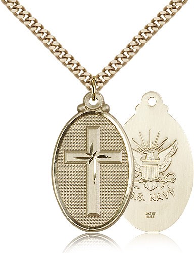 Cross Navy Pendant - 14KT Gold Filled