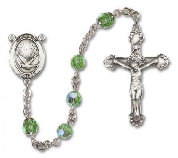 Holy Spirit Sterling Silver Heirloom Rosary Fancy Crucifix - Peridot