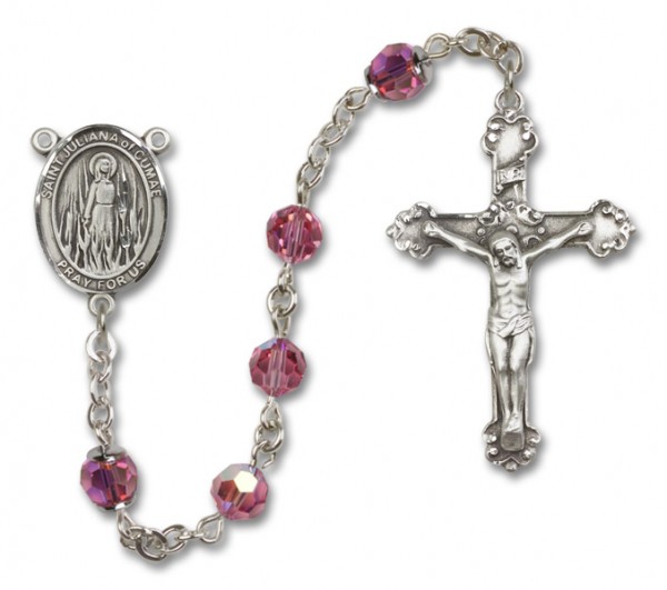 St. Juliana Sterling Silver Heirloom Rosary Fancy Crucifix - Rose