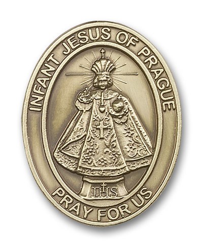 Infant of Prague Visor Clip - Antique Gold
