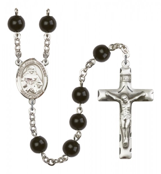 Men's St. Julia Billiart Silver Plated Rosary - Black