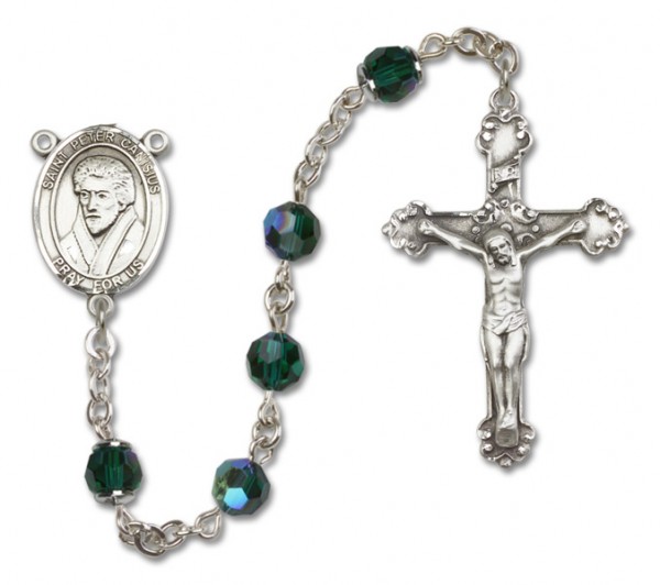 St. Peter Canisius RosaryHeirloom Fancy Crucifix - Emerald Green