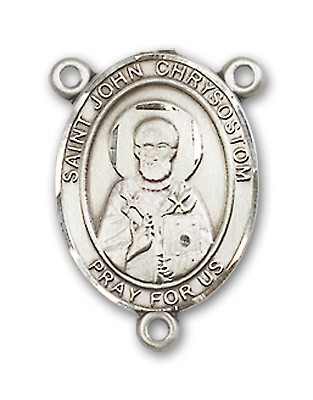 St. John Chrysostom Rosary Centerpiece Sterling Silver or Pewter - Sterling Silver