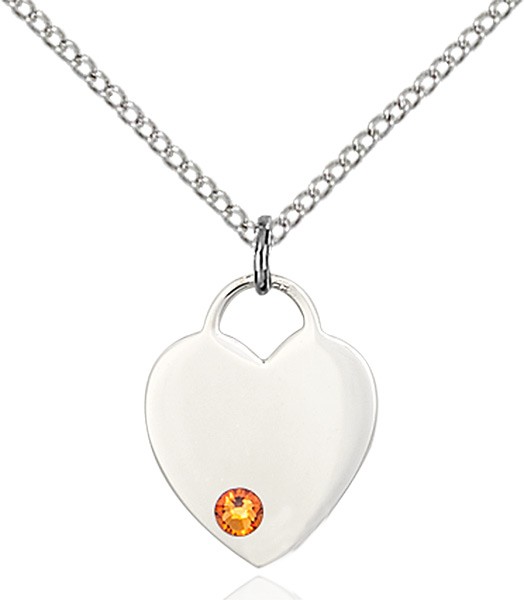 Small Heart Shaped Pendant with Birthstone Options - Topaz