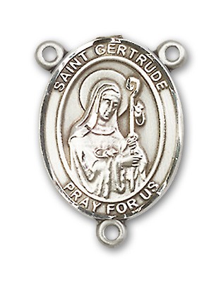 St. Gertrude of Nivelles Rosary Centerpiece Sterling Silver or Pewter - Sterling Silver