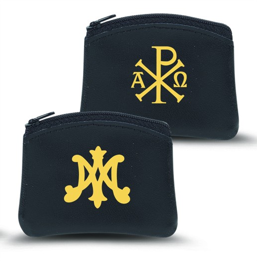 Black Sheepskin Rosary Case - Black