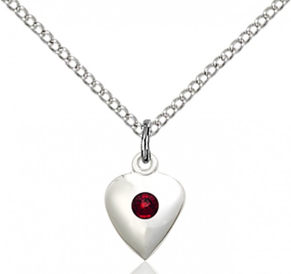 Baby Heart Pendant with Birthstone Options - Garnet