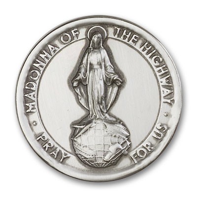 Our Lady of the Highway Visor Clip - Antique Silver