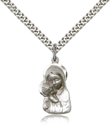 Madonna and Child Medal - Sterling Silver