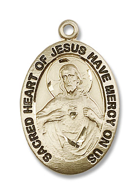 Raised Border Learn of Me Men's Scapular Necklace - 14K Solid Gold