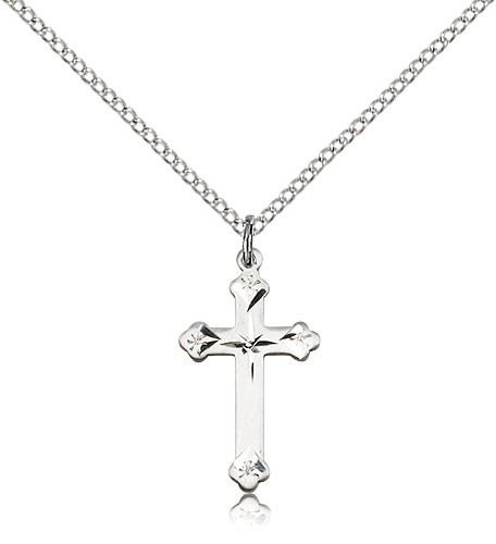 Starburst Center Cross Necklace - Sterling Silver