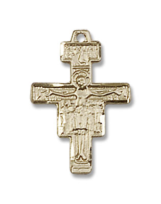 Women's Small San Damiano Crucifix Pendant - 14K Solid Gold