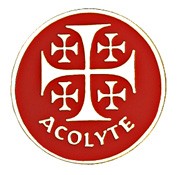 Acolyte Jerusalem Cross Lapel Pin - Red