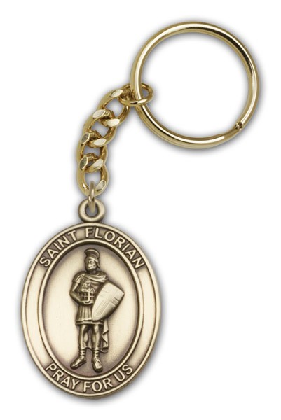 St. Florian Keychain - Antique Gold