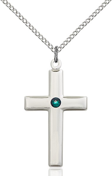 Women's Plain Cross Pendant - Emerald Green