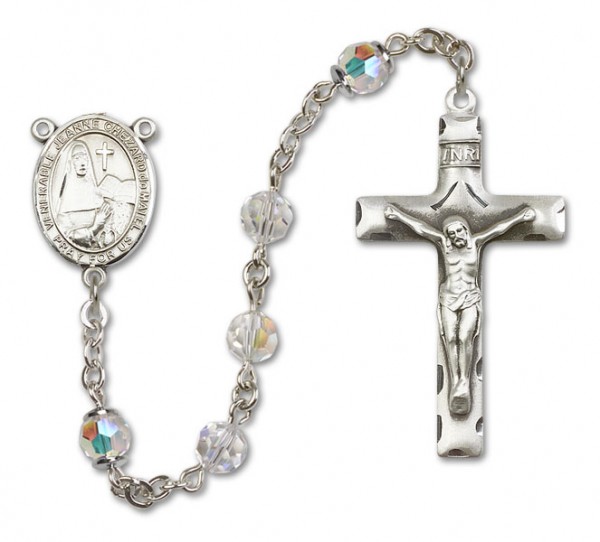 Jeanne Chezard de Matel Sterling Silver Heirloom Rosary Squared Crucifix - Crystal