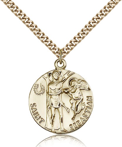 Men's Round St. Sebastian Medal - 14KT Gold Filled