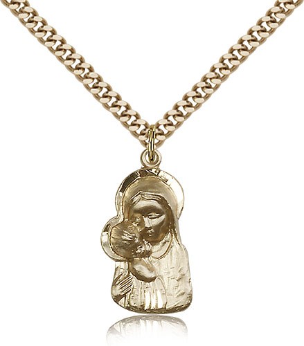 Madonna and Child Medal - 14KT Gold Filled