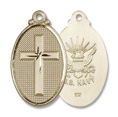 Cross Navy Pendant - 14K Solid Gold