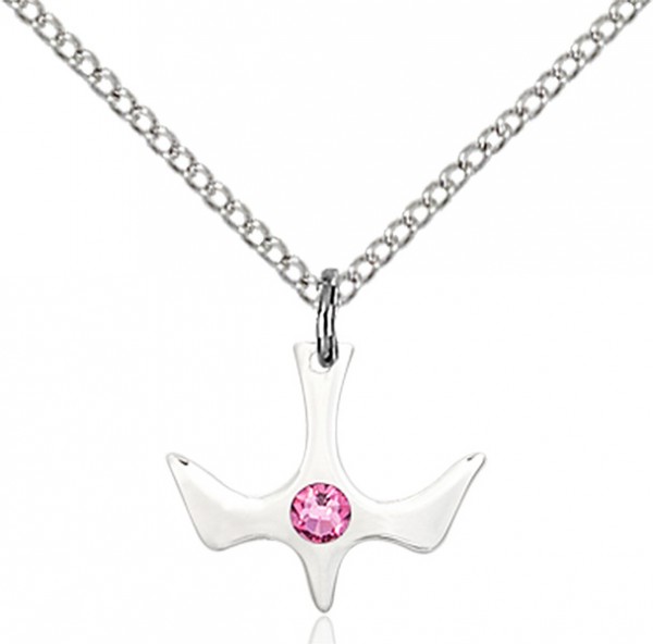 Holy Spirit Pendant with Birthstone Options - Rose