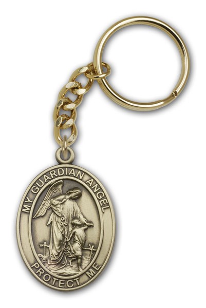 Guardian Angel Keychain - Antique Gold