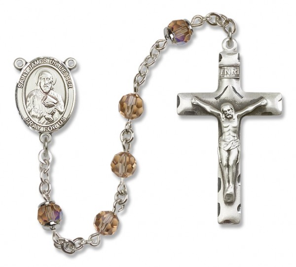 St. James the Lesser Sterling Silver Heirloom Rosary Squared Crucifix - Topaz