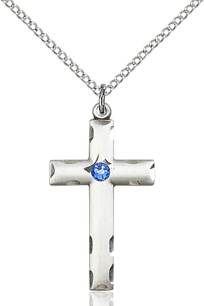 Women's Birthstone Cross Pendant - Sapphire