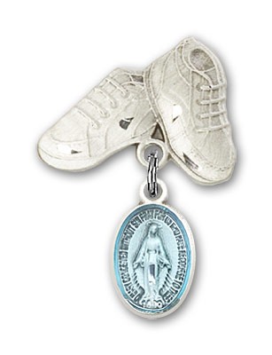 Baby Pin with Miraculous Charm and Baby Boots Pin - Silver | Blue