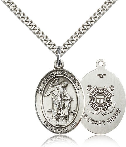 Guardian Angel Coast Guard Medal - Sterling Silver