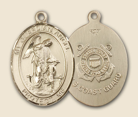 Guardian Angel Coast Guard Medal - 14K Solid Gold