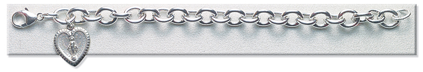 Bracelet - Extra Heavy Sterling Silver with Miraculous Charm - Sterling Silver