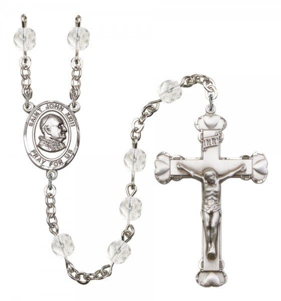 Women's St. John XXIII Birthstone Rosary - Crystal
