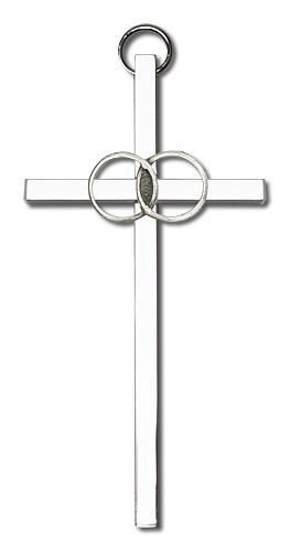 Wedding Rings Cross 4&quot; - Silver tone