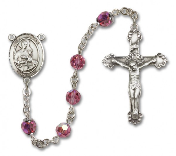 St. Gerard Majella Sterling Silver Heirloom Rosary Fancy Crucifix - Rose